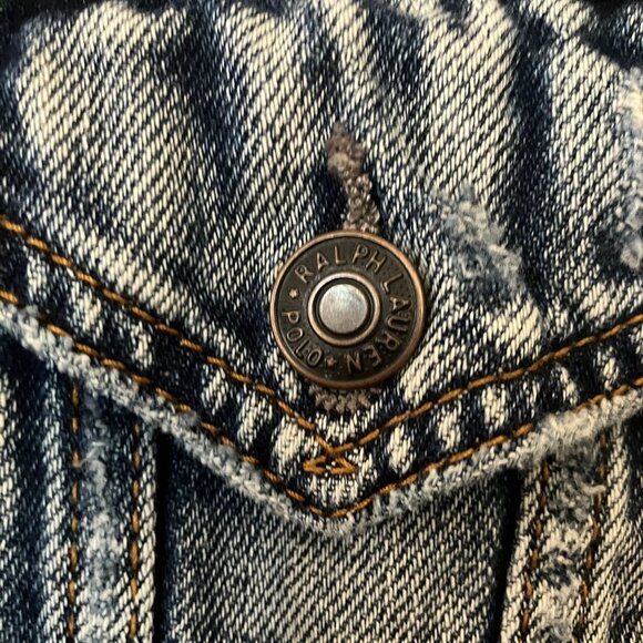 Polo Ralph Lauren Womens Bear Capsule Patches Denim Jacket Sz. Large Blue AN EXC - Picture 9 of 12